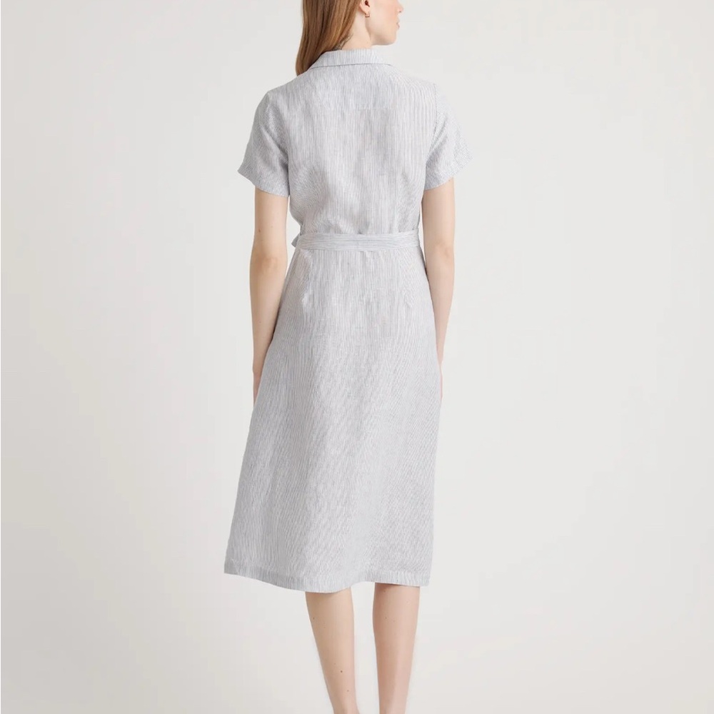 NWOT Quince Blue and White Striped Midi Dress - Picture 6 of 8